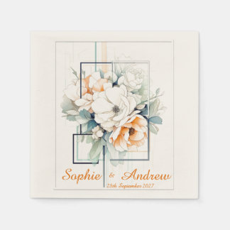 Servilleta De Papel Servilletas de boda con flores en cubo naranja: Se