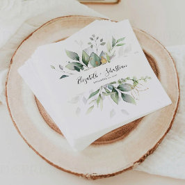 Servilleta De Papel Servilletas de boda con follaje de hoja de eucalip