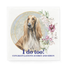 Servilletas de boda con foto de perros Afghan Houn