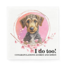 Servilletas de boda con foto de perros Airedale Te