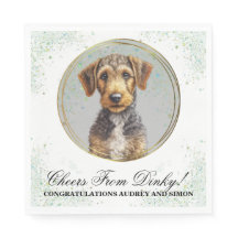 Servilletas de boda con foto de perros Airedale Te