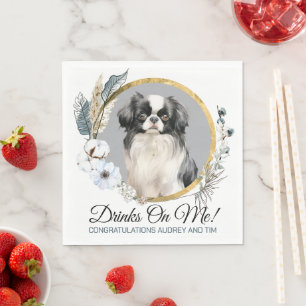 Servilleta De Papel Servilletas de boda con foto de perros Chin Japoné