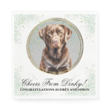 Servilletas de boda con foto de perros Lab Chocola