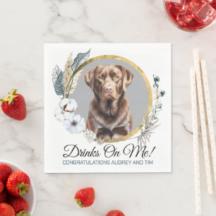 Servilleta De Papel Servilletas de boda con foto de perros Lab Chocola