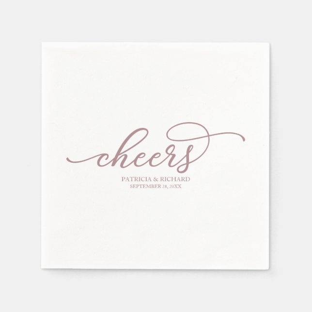 Servilleta De Papel Servilletas de boda con guión Rose Gold Chic - Che (Anverso)