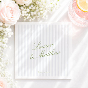Servilleta De Papel Servilletas de boda con guión verde y franja azul
