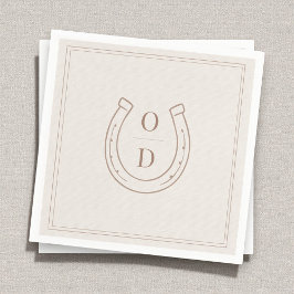 Servilleta De Papel Servilletas de boda con herradura monograma marrón