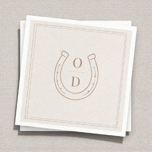 Servilleta De Papel Servilletas de boda con herradura monograma marrón