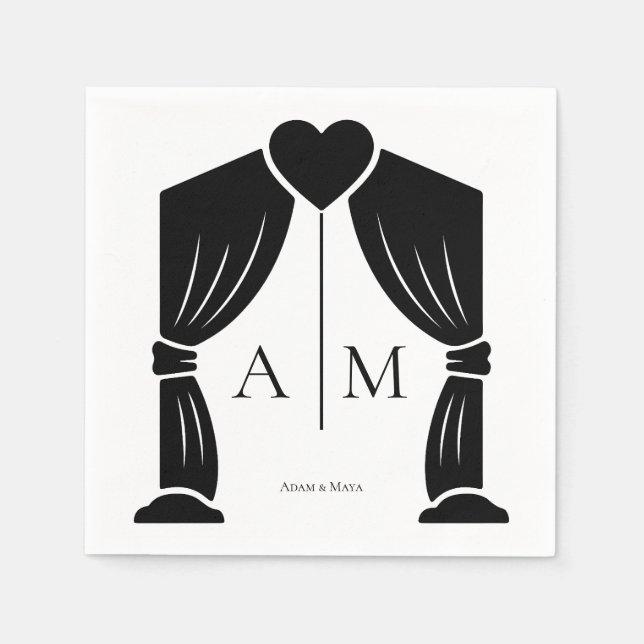 Servilleta De Papel servilletas de boda con iniciales personalizadas e (Anverso)