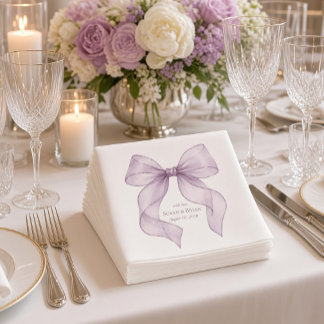 Servilleta De Papel Servilletas de boda con lazo de cinta elegante de