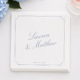 Servilleta De Papel Servilletas de boda con letra azul elegante