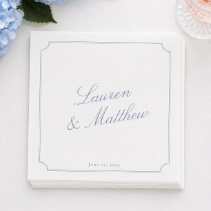 Servilleta De Papel Servilletas de boda con letra azul elegante