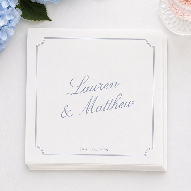 Servilleta De Papel Servilletas de boda con letra azul elegante (Subido por el creador)
