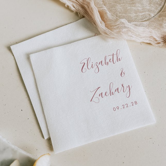 Servilleta De Papel Servilletas de boda con letra script rosa polvorie (Subido por el creador)
