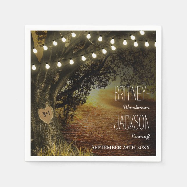 Servilleta De Papel Servilletas de boda con luces de cadena de otoño e (Anverso)