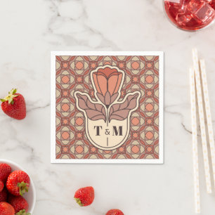 Servilleta De Papel Servilletas de boda con monograma Art Nouveau en v