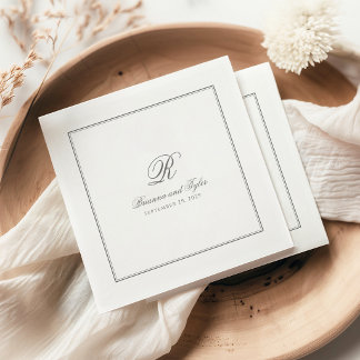 Servilleta De Papel Servilletas de boda con monograma clásicas simplem