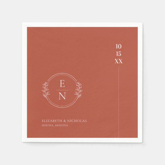 Servilleta De Papel Servilletas de boda con monograma Minimal Modernas (Anverso)
