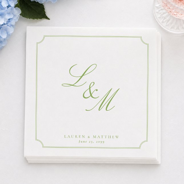 Servilleta De Papel Servilletas de boda con monograma verde cítrico mi (Subido por el creador)
