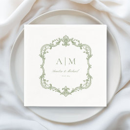 Servilleta De Papel  Servilletas de boda con monograma vintage elegant