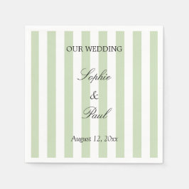 Servilleta De Papel Servilletas de boda con rayas de salvia pálida ele