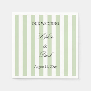 Servilleta De Papel Servilletas de boda con rayas de salvia pálida ele