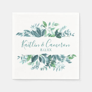 Servilleta De Papel Servilletas de boda con vegetación Tipografía (A