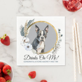 Servilleta De Papel Servilletas de boda de Boston Terrier con foto de 