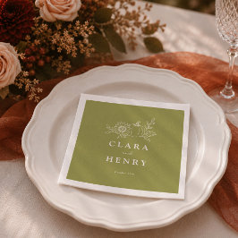 Servilleta De Papel Servilletas de boda de calabaza verde oliva otoño