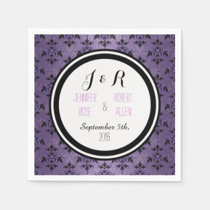 Servilleta De Papel Servilletas de boda de color púrpura lavanda con d
