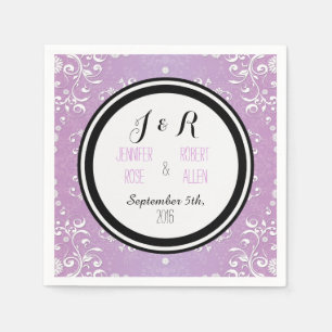 Servilleta De Papel Servilletas de boda de damasco floral lavanda púrp