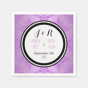 Servilleta De Papel Servilletas de boda de damasco floral negro morado