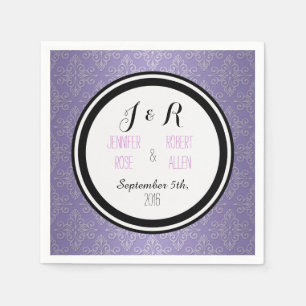 Servilleta De Papel Servilletas de boda de damasco púrpura lavanda