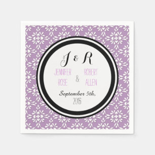 Servilleta De Papel Servilletas de boda de damasco púrpura lavanda