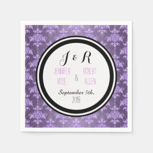 Servilleta De Papel Servilletas de boda de damasco púrpura lavanda