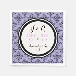 Servilleta De Papel Servilletas de boda de damasco púrpura lavanda