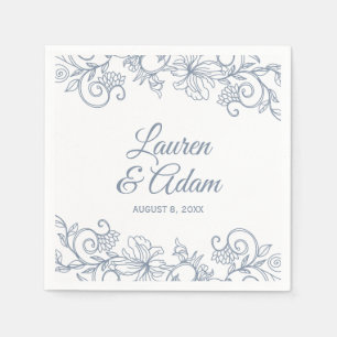 Servilleta De Papel Servilletas de boda de encaje floral vintage Azu