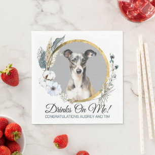 Servilleta De Papel Servilletas de boda de galgo italiano con foto de