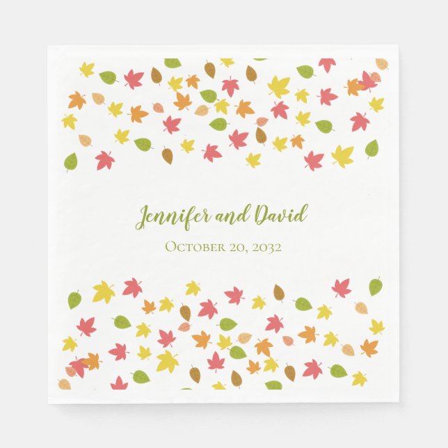 Servilleta De Papel Servilletas de boda de hojas de otoño  (Anverso)
