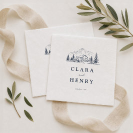 Servilleta De Papel Servilletas de boda de invierno navy montaña