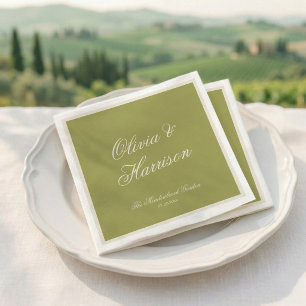 Servilleta De Papel Servilletas de boda de jardín en verde oliva con c