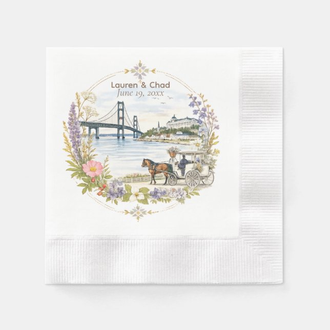 Servilleta De Papel Servilletas de boda de la isla Mackinac (Anverso)