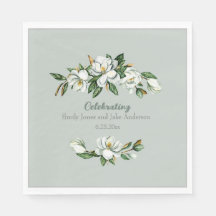 Servilletas de boda de magnolia con greenery y acu