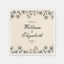 Servilleta De Papel Servilletas de boda de marfil floral minimalista