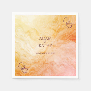 Servilleta De Papel Servilletas de boda de mármol de otoño cálido