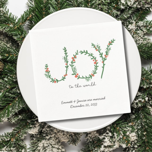 Servilleta De Papel Servilletas de boda de Navidad personalizadas Aleg (Christmas Wedding Napkins Custom Joy to the World
)