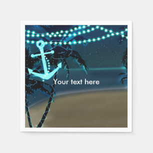 Servilleta De Papel Servilletas de boda de noche en la playa con ancla