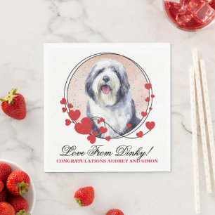 Servilleta De Papel Servilletas de boda de Old English Sheepdog con fo