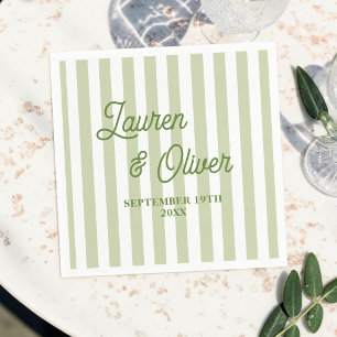 Servilleta De Papel Servilletas de boda de olivo personalizadas rayada