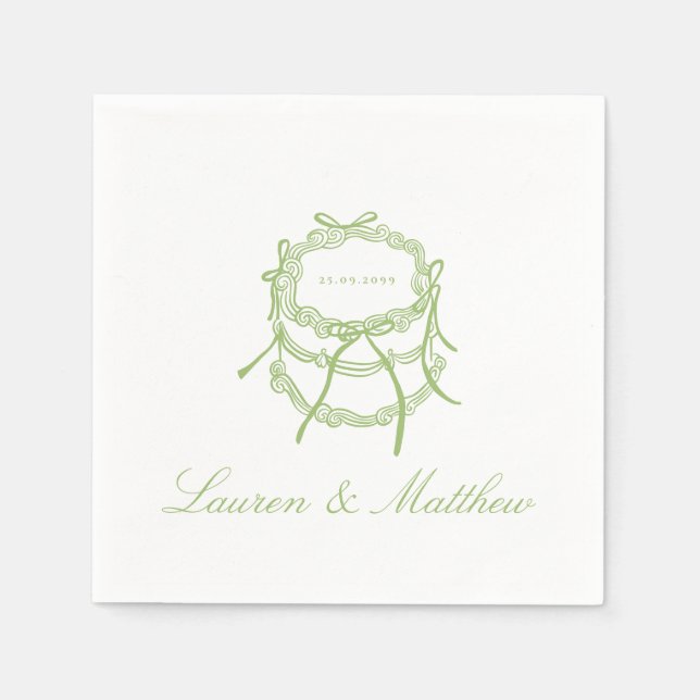 Servilleta De Papel Servilletas de boda de pastel de bodas verde cítri (Anverso)
